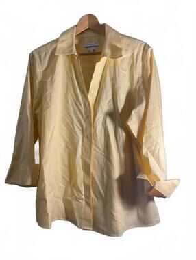 Foxcroft Heritage Non-Iron Size 18 Fitted Yellow Button Up Shirt